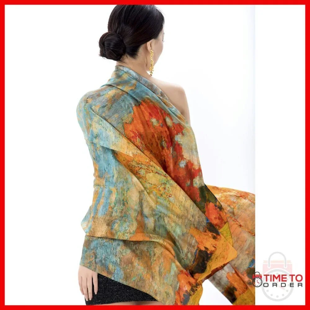 Oversized 100% Mulberry Silk Shawl Wrap Scarf Winter Travel